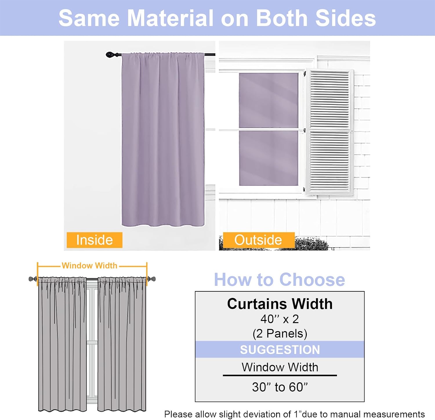 Simplebrand Ava Lilac Short Blackout Curtains for Bedroom 54 Inches Long 2 Panels Set, Solid Thermal Insulated, Energy Saving Window Treatm…