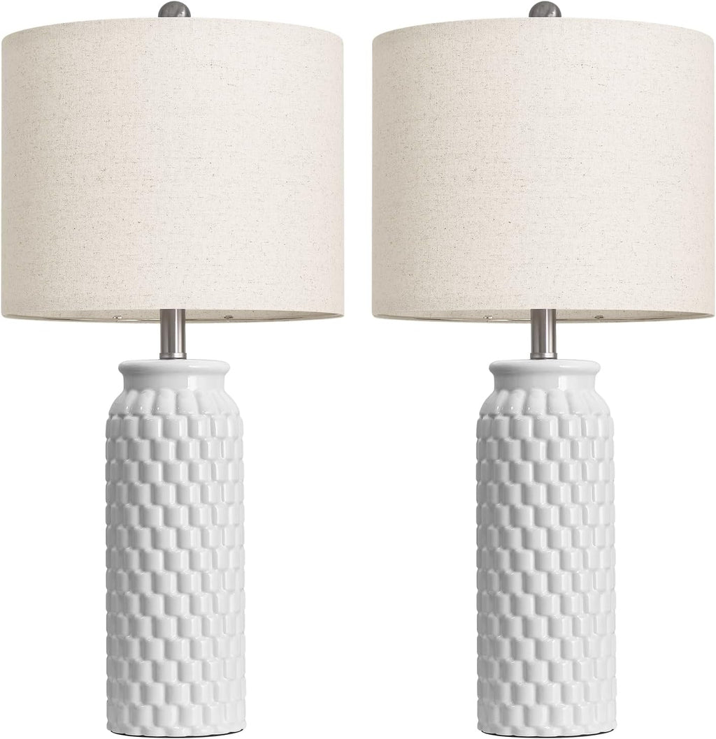 USumkky 27" Ceramic Table Lamps Set of 2 - Modern Farmhouse & Boho Style, Bedside Nightstand Lamps for Bedroom, Living Room End Table…