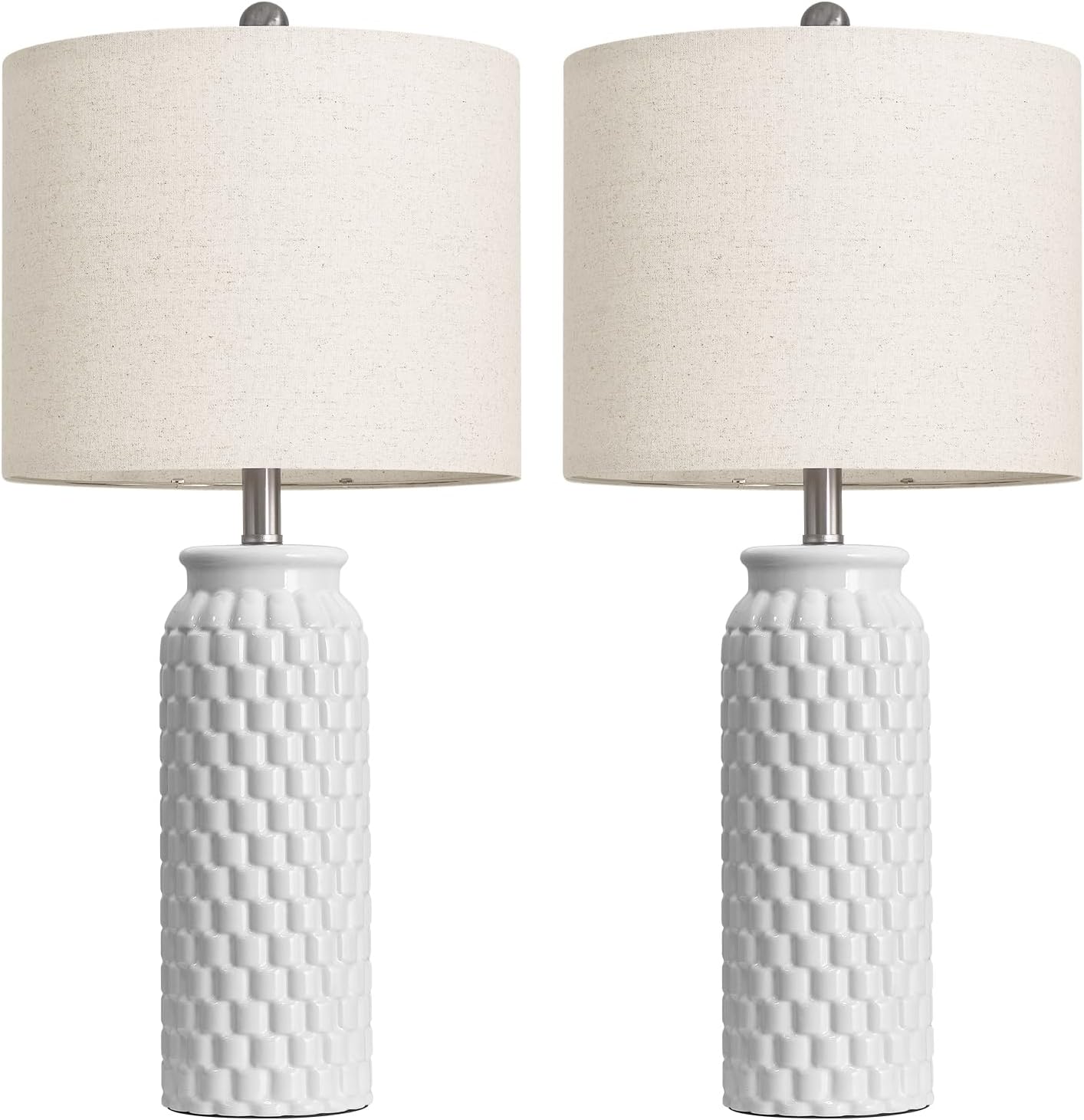 USumkky 27" Ceramic Table Lamps Set of 2 - Modern Farmhouse & Boho Style, Bedside Nightstand Lamps for Bedroom, Living Room End Table…
