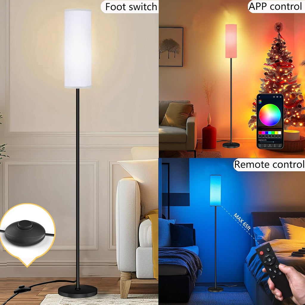 Qaubauyt Smart LED Floor Lamp with APP Control & RGB Colors - Dimmable Standing Lamp for Living Room, Bedroom, Gaming - Remote, Timer, 9W…