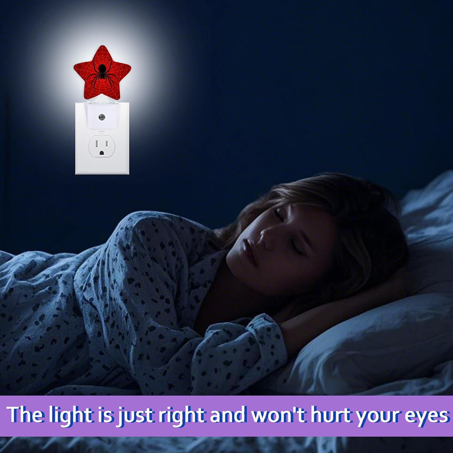 Night Lights Plug Into Wall Decorative, Black Spider Nightlights for Kids Bedroom, Red Spider Web Energy Efficient Dusk-to-Dawn Sensor…
