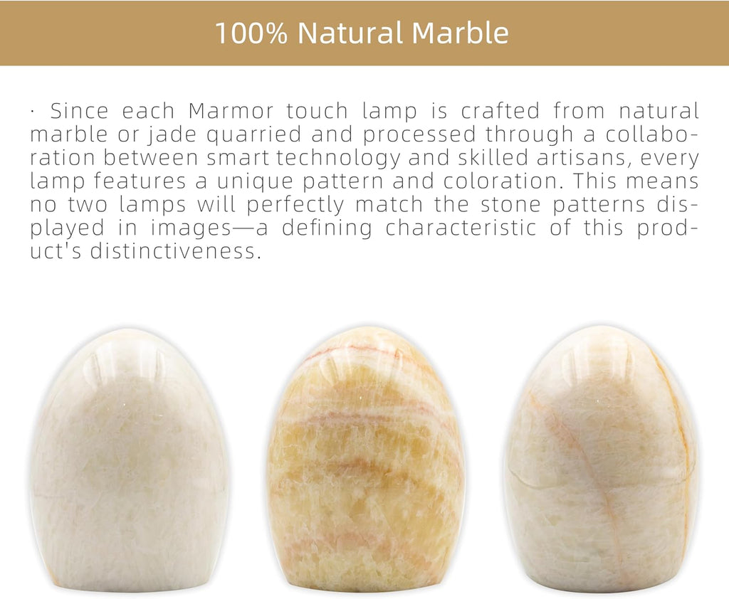 Marble Jade Touch Table Lamp Easter Egg Desk Bedside Cordless Lamps for Living Room Night Stands USB-C 3-Level Brightness, LED Night…