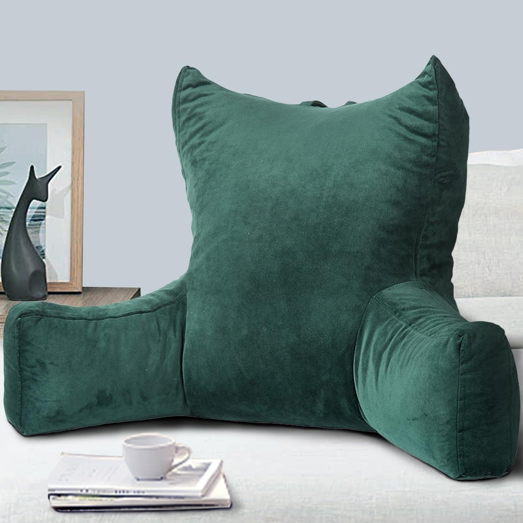 Neustern Reading Pillow for Sitting in Bed Adult, Back Pillow for Bed Shredded Memory Foam Chair Pillow with Arms and Pockets, Backrest…