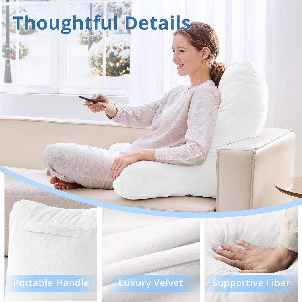 Sasttie 25-inch Reading Pillows for Sitting in Bed Adult, Jumbo Velvet Back Pillow Bed Sitting Up, XL High Back-Rest Support Cushion for…
