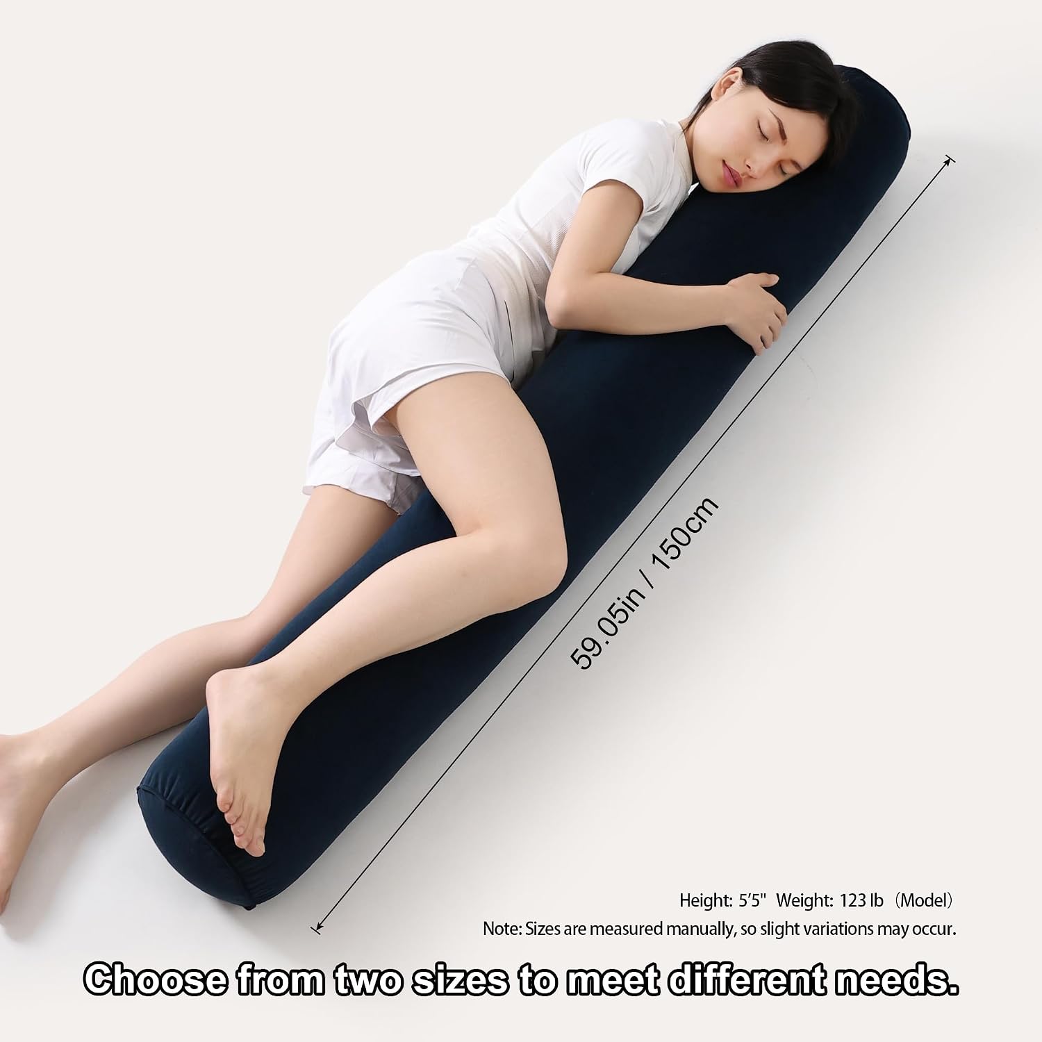 Body Pillow for Adults, Long Round Pillow, Big Cylindrical Pillow, Large Full Bolster Pillows for Side Sleepers (Teal Blue, 59"*7.87")