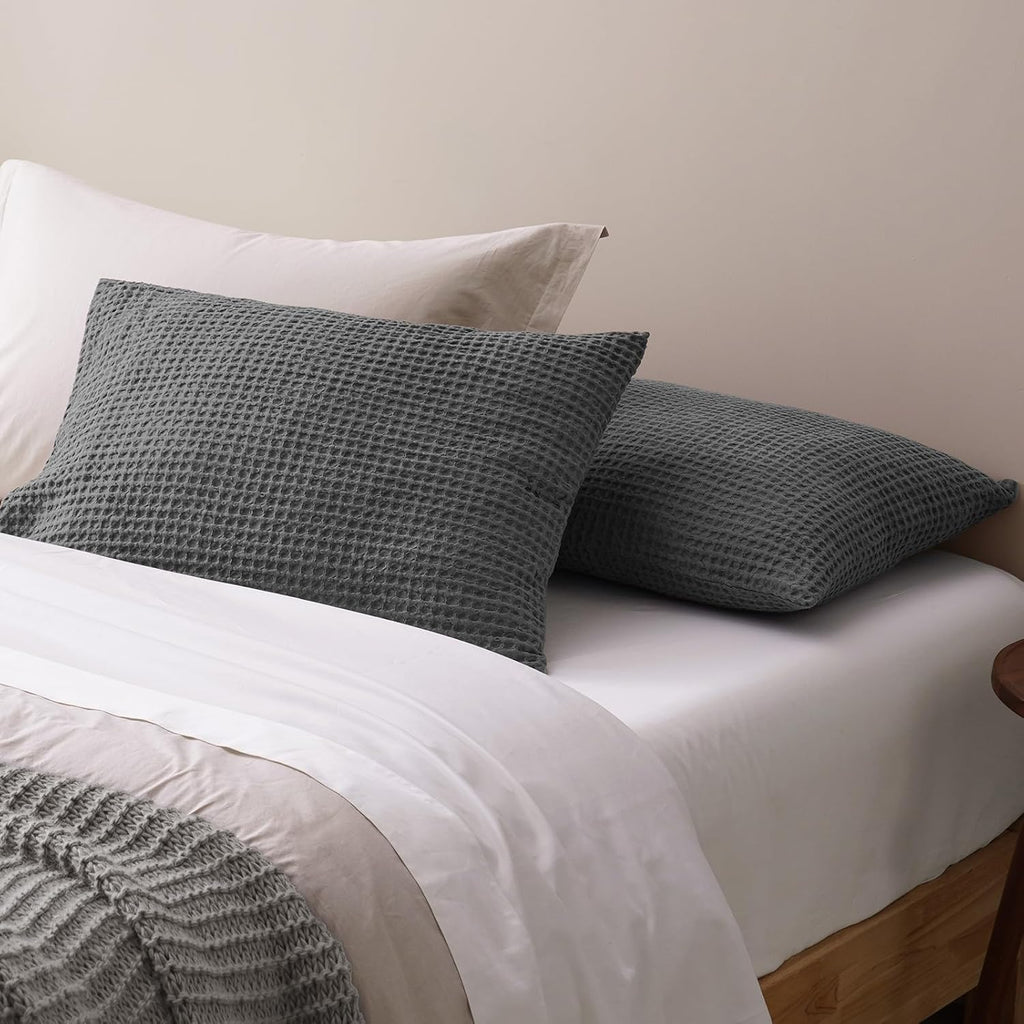 Phf Ultra Soft Waffle Weave Pillow Shams King Size, No Insert, 2 Pack 20" x 36" Pillowcases, Breathable & Skin-Friendly Pillow Cases, Stylis…