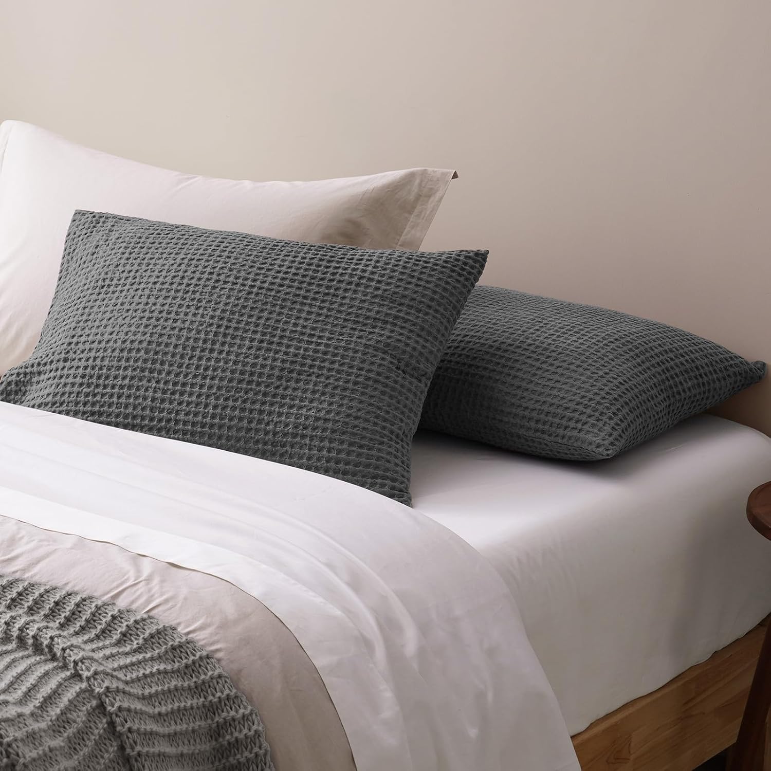Phf Ultra Soft Waffle Weave Pillow Shams King Size, No Insert, 2 Pack 20" x 36" Pillowcases, Breathable & Skin-Friendly Pillow Cases, Stylis…