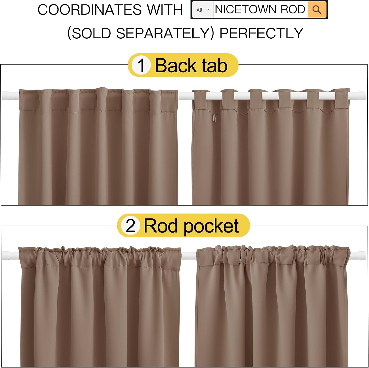 NICETOWN RV Curtains for Camper Windows - (Cappuccino Color) 34x54 Inch, 2 Panels Set, Thermal Insulated Room Darkening Blackout…