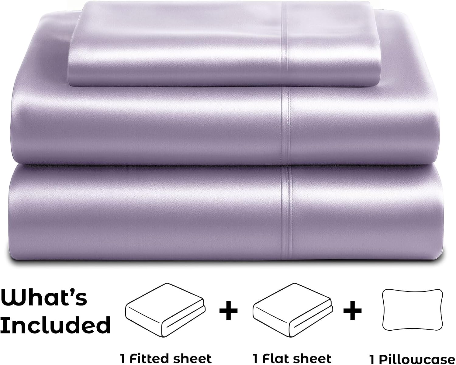 PureBedding Satin Sheets Twin [3-Piece, Lavender] Hotel Luxury Silky Bed Sheets - Extra Soft 1800 Microfiber Sheet Set, Wrinkle, Fade, Stai…