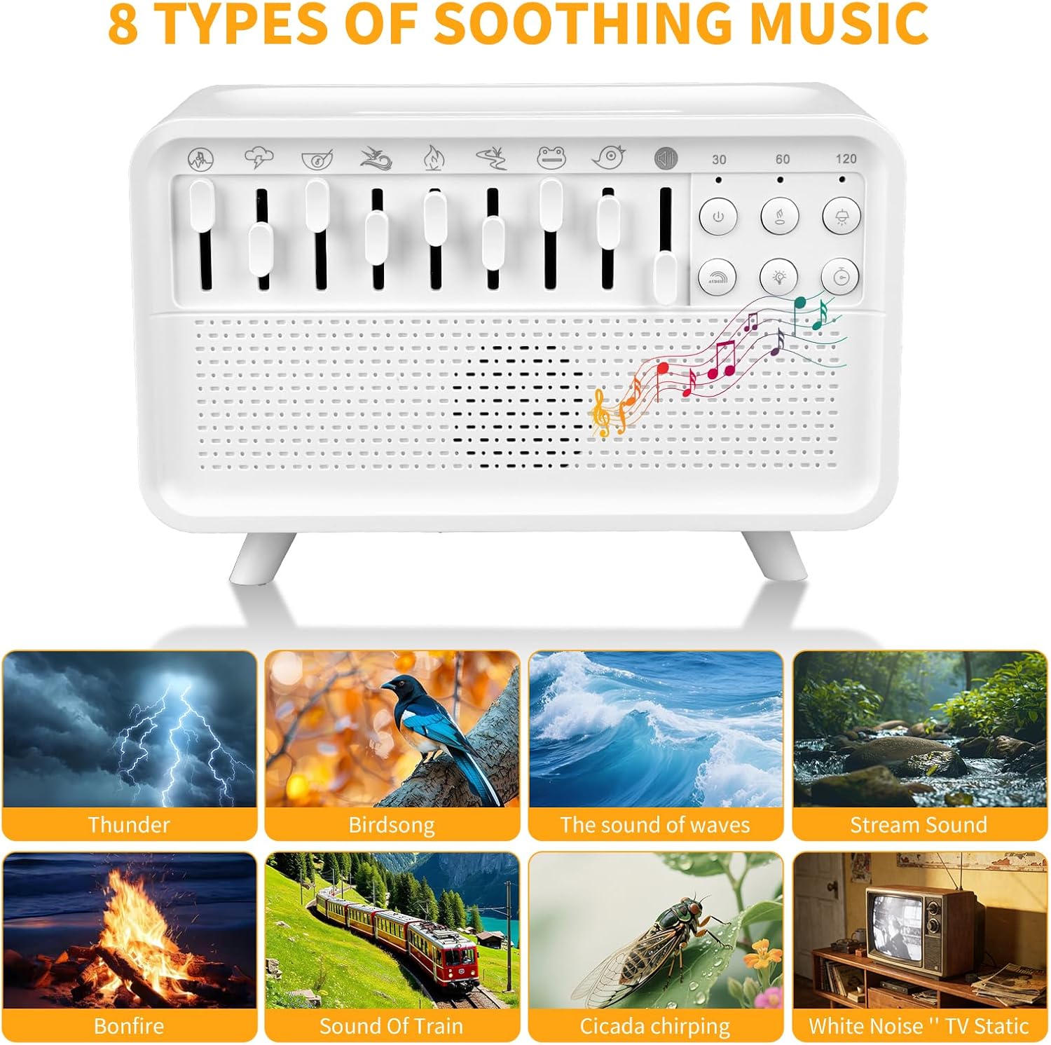 Qagstnkg 4-in-1 White Noise Sleep Sound Machine with Humidifier, Diffuser, Bluetooth Speaker & Night Light, 8 Natural Sounds, USB Powered,…