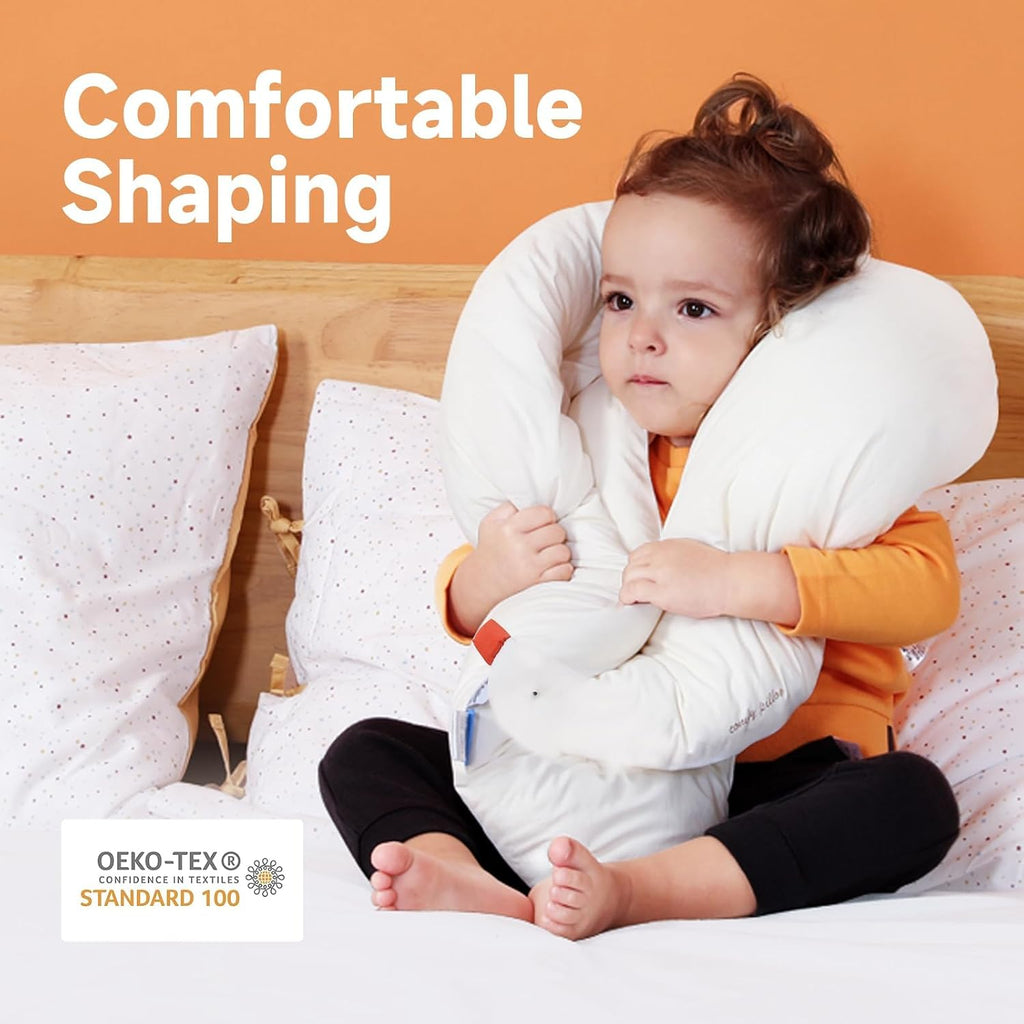 Choc chick Curve Long Toddler Kids Body Pillow for Sleeping, 34x27 inches Moon Shape Soft Child Hug Pillow, 100% Natural Cotton…