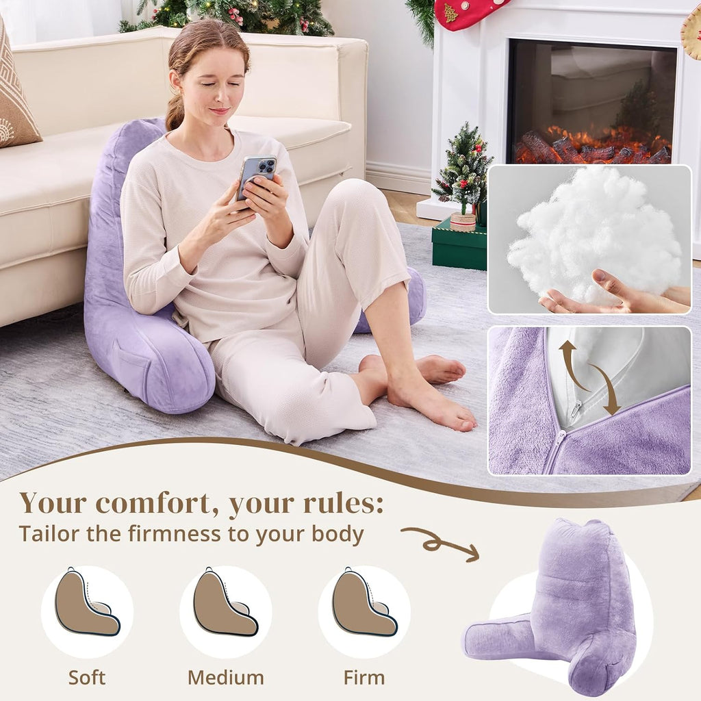 Sasttie Reading Pillow, Pillows for Reading or Relaxing – Ergonomic Support for Head, Neck, Back, and Lumbar, 23-Inch, Lavender
