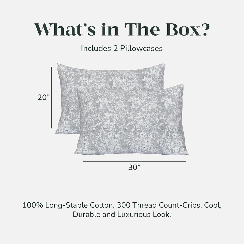 Feather & Stitch 300 TC 100% Cotton Standard Size Pillowcases 2 piece, Ultra Soft Set of 2 Sateen Weave Pillow Covers with Envelope…