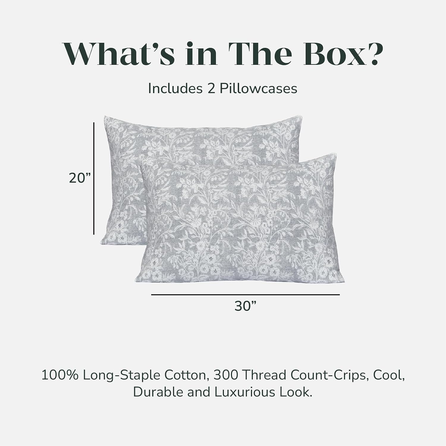 Feather & Stitch 300 TC 100% Cotton Standard Size Pillowcases 2 piece, Ultra Soft Set of 2 Sateen Weave Pillow Covers with Envelope…