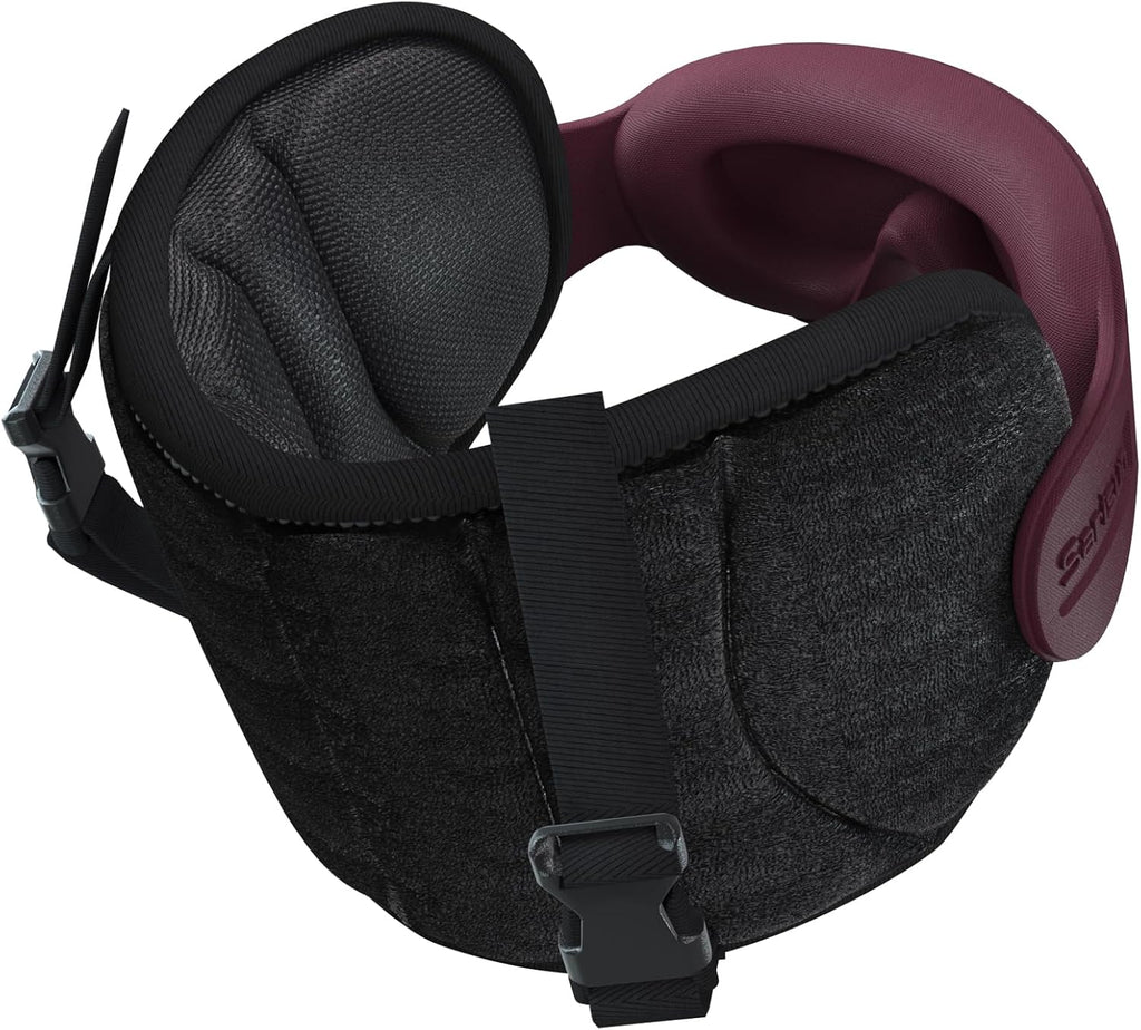 SARISUN Travel Pillows for Airplanes, Airplane Pillow with Brown-Red Sleep Eye Mask, 360° Neck Support Headrest, Portable Airplane Travel…