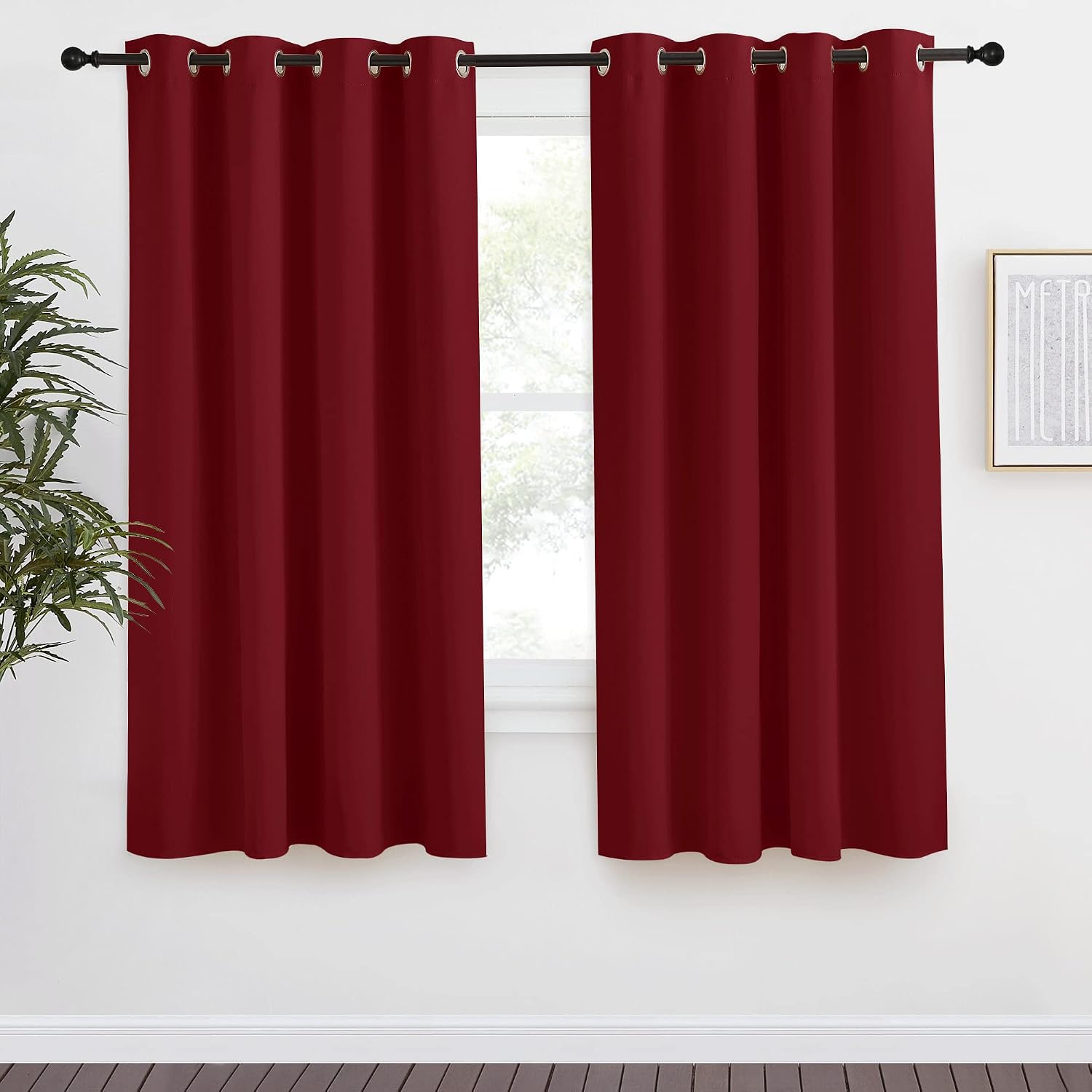 NICETOWN Christmas Burgundy Curtains for Living Room, 55x68 Inch,1 Piece, Burgundy Red, Home Decor Energy Smart Thermal Insulated Window…