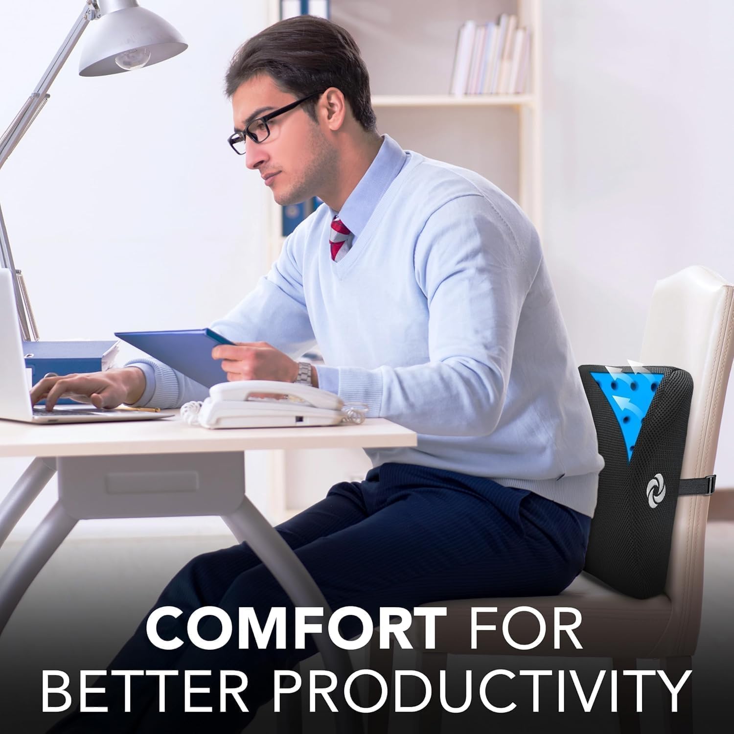 Samsonite Memory Foam Lumbar Support Pillow for Office Chair, Gaming Chair & Car Seat Automotive Use, Home Office Essentials for Sitting…