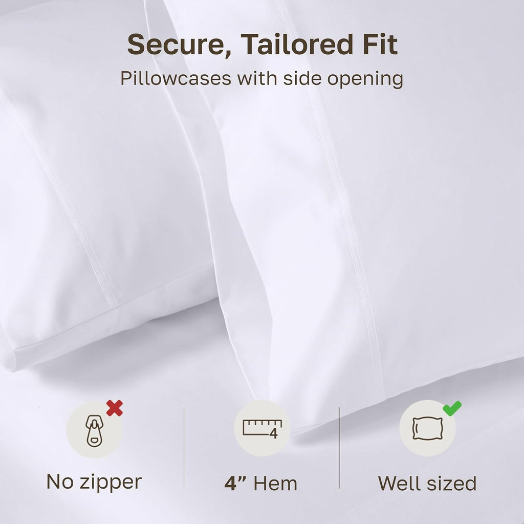 CaliforniaDesignDen Heirloom Soft, Smooth & Thick Certified 800 Thread Count 100% Cotton Sateen, 2 White Standard Pillowcases Fits Standard…