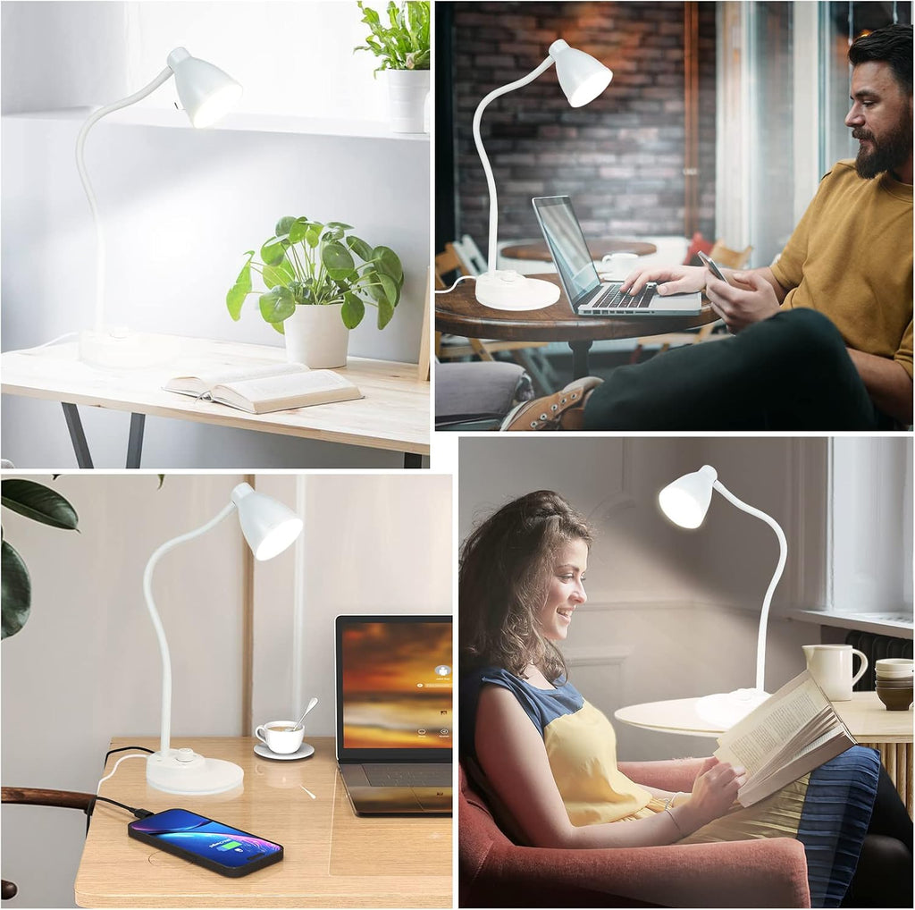 BOHON LED Desk Lamp with USB Charging Port, 3 Color Modes Dimmable Reading Lamp, Auto Dimming Task Lamp, Flexible Neck Table Light for…