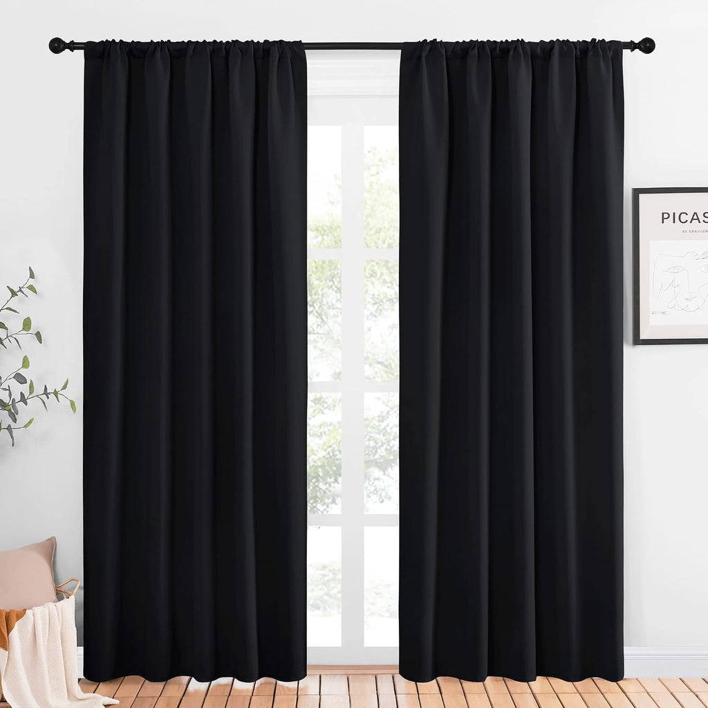 NICETOWN Black Out Window Curtains - Solid Home Decor Thermal Insulated Blackout Drapes for Bedroom, Privacy Assured Patio Window…