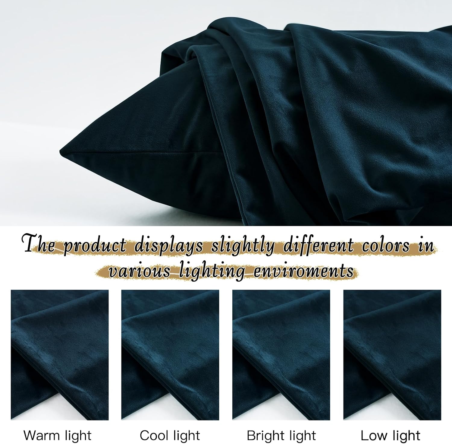 StangH Bed Pillow Pillowcase Thick Soft Velvet Fabric Zippered Pillow Covers for Bed/Couch/Sofa, Queen Size (Navy Blue, 20 x 30 inches) Set…