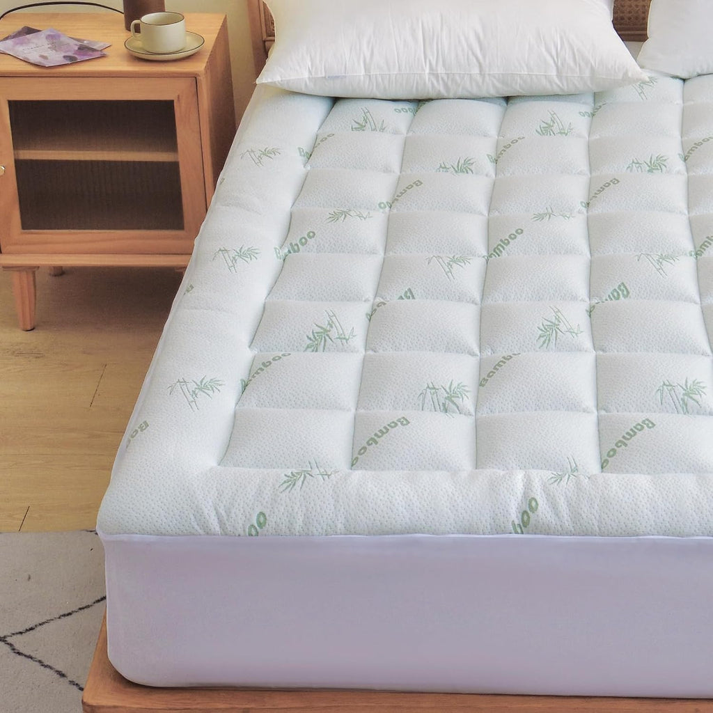 oaskys Mattress Topper Queen Size - Cooling Extra Thick Breathable Viscose Made from Bamboo Mattress pad - Soft Quilted Fitted Mattress…