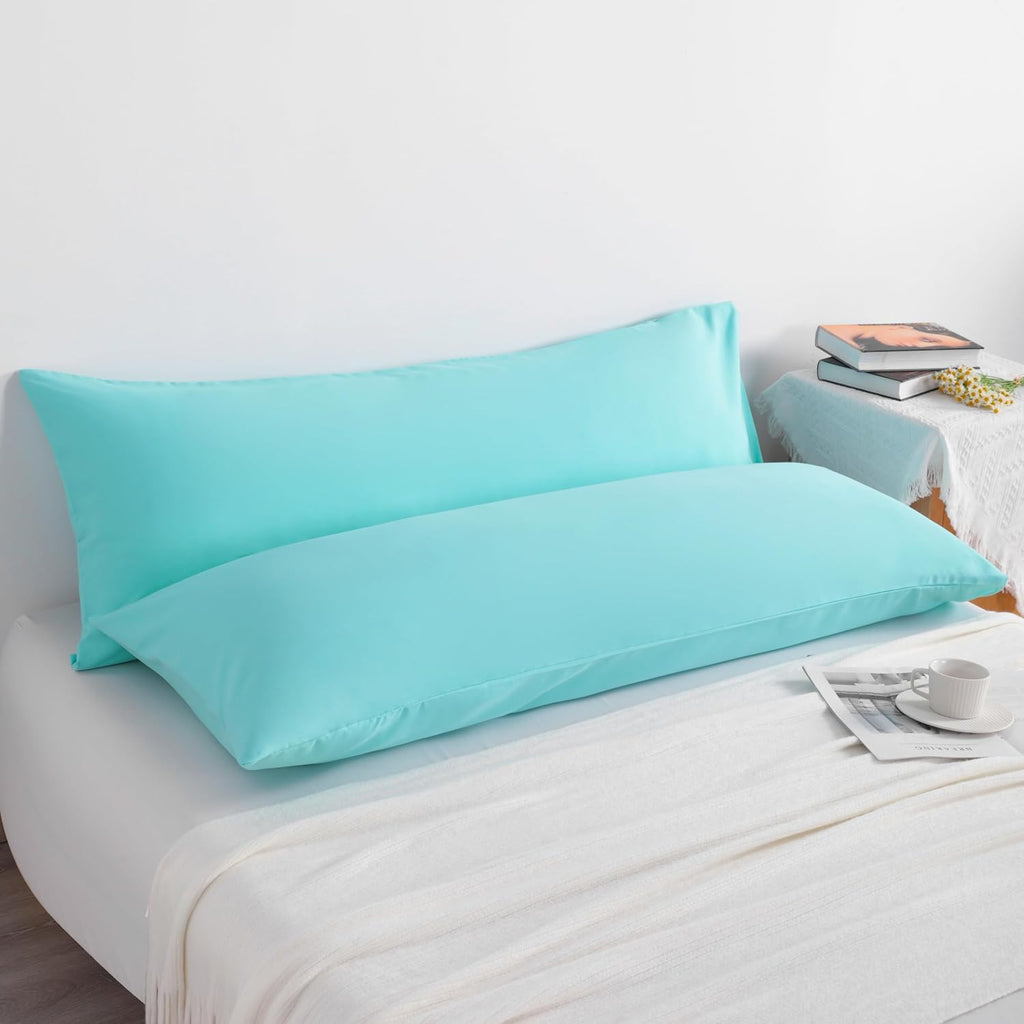 Ntbay Body Pillow Cases Set of 2, 2 Pack Brushed Microfiber 20x54 Pillow Cases, Soft, Wrinkle, Fade, Stain Resistant Aqua Pillow Cases with…