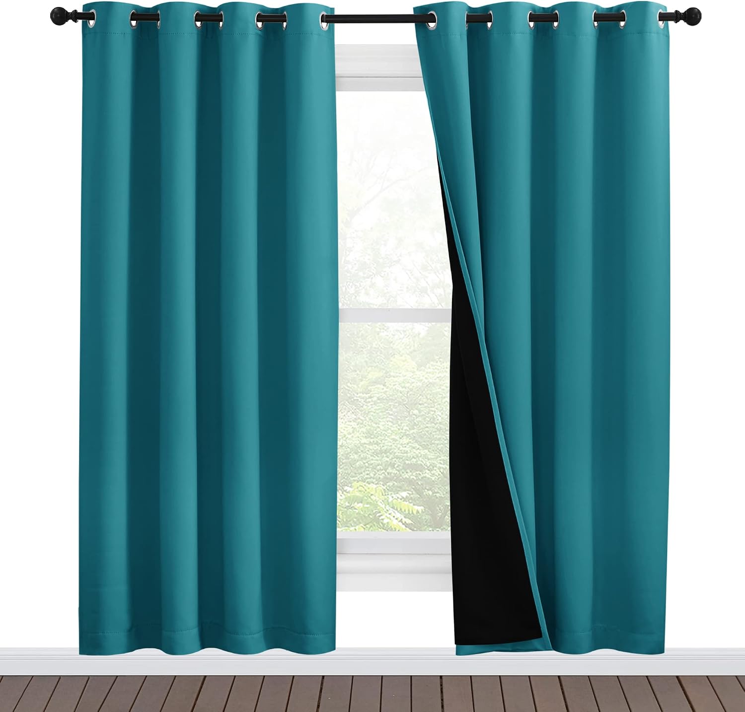 Nicetown 100% Blackout Window Curtain Panels, Full Light Blocking Drapes with Black Liner for Nursery, 78-inch Drop Thermal Insulated Drape…