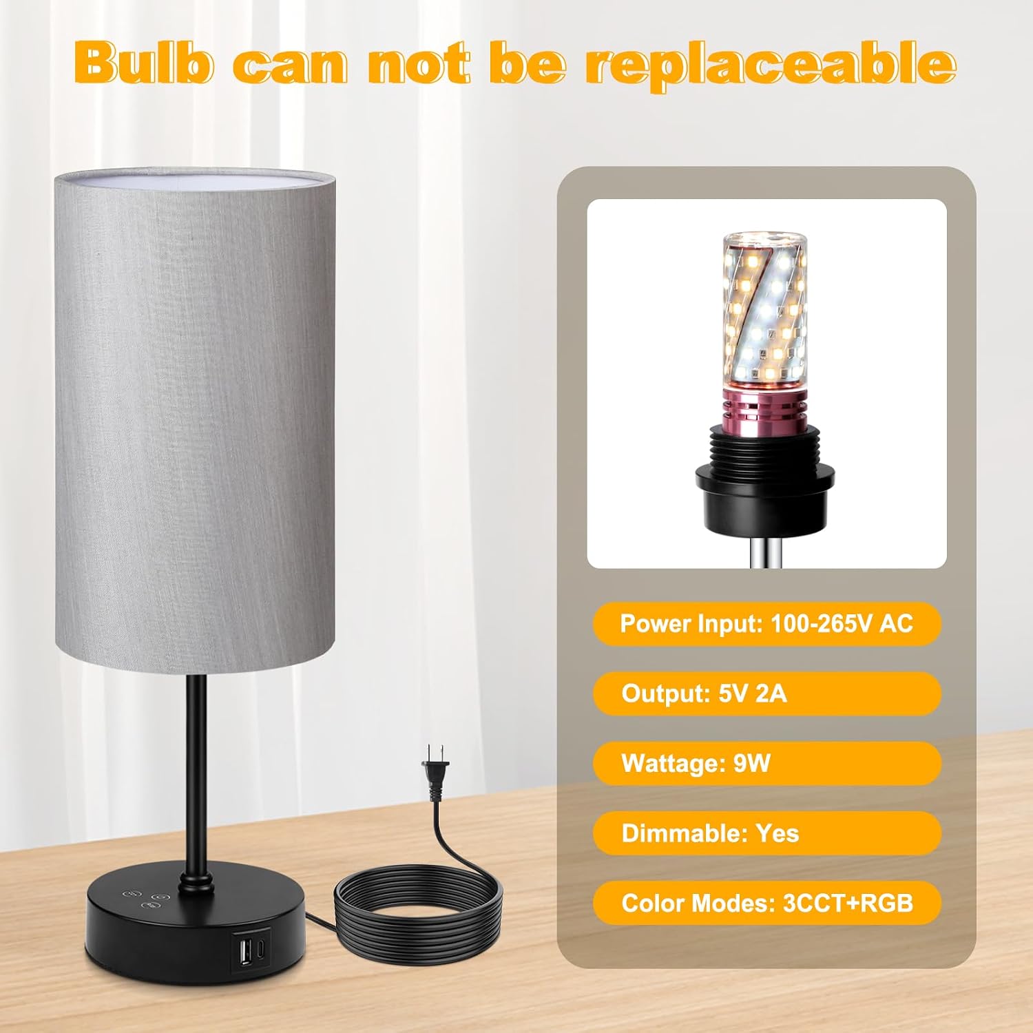 Unicozin 17Inch Table Lamp for Bedroom, Touch Control Bedside Lamp for Reading, 3 CCT & 7 RGB Color Changing, Dimmable Nightstand Lamp…