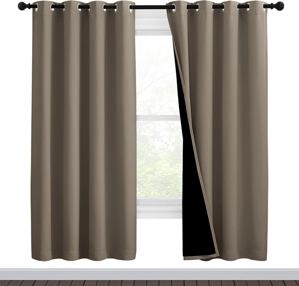 Nicetown Taupe Full Shade Curtain Panels, Pair of Thermal Insulated & Energy Efficiency Blackout Curtains for Living Room Windows, Lined Si…