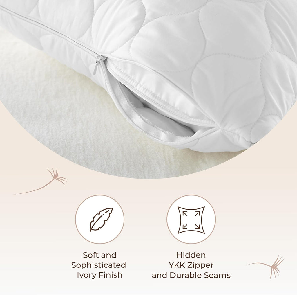 WhisperOrganics Organic Cotton Pillow Protector - Durable Quilted Pillow Protector King Size GOTS & Fairtrade Certified - Thick Hypoallerge…