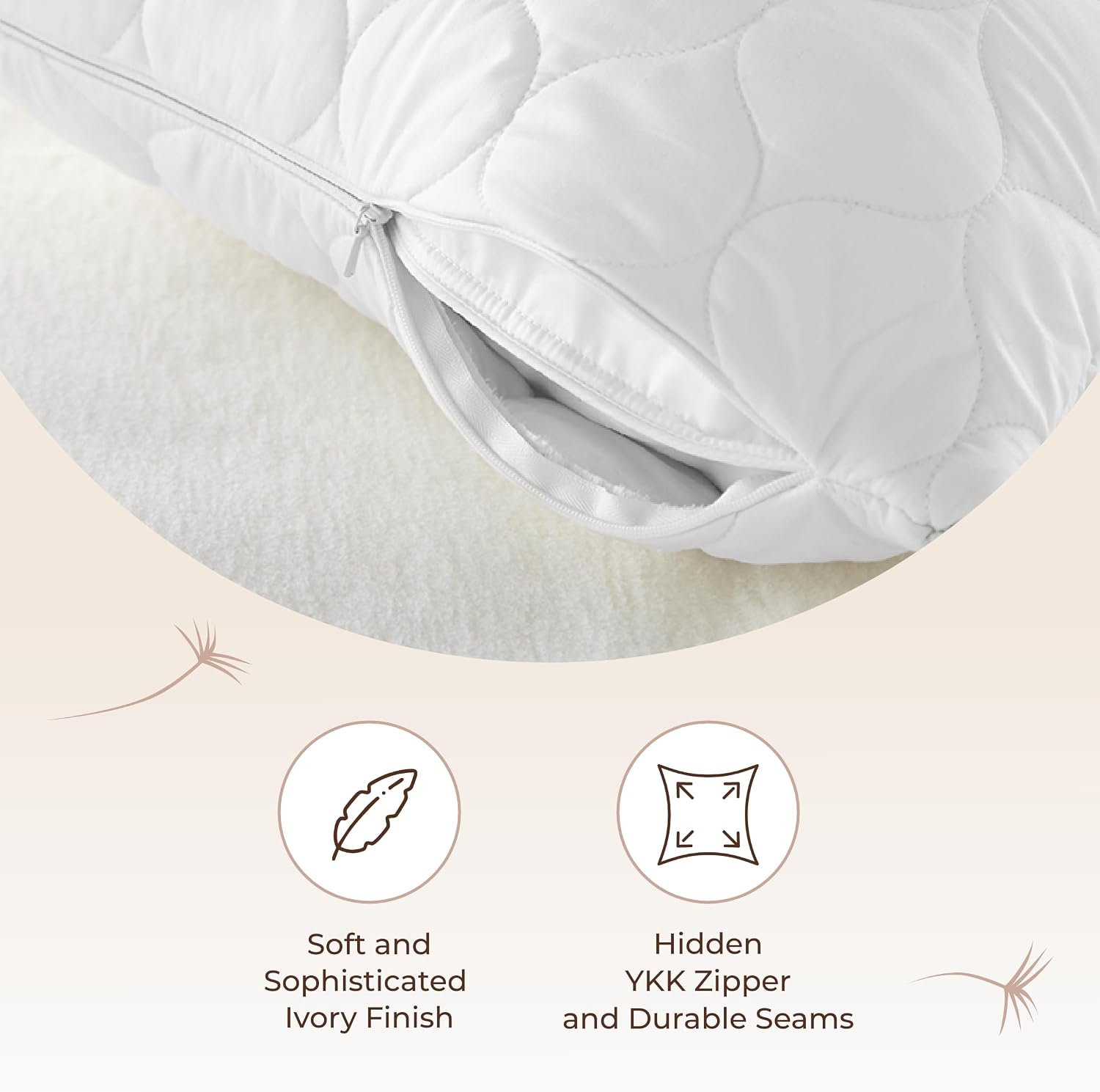 WhisperOrganics Organic Cotton Pillow Protector - Durable Quilted Pillow Protector King Size GOTS & Fairtrade Certified - Thick Hypoallerge…