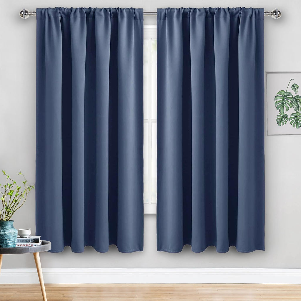 Jiuzhen Blackout Curtains for Bedroom - 60 Inch Wide Thermal Insulated Room Darkening Privacy Soundproof Curtains for Living Room, Set of 2…