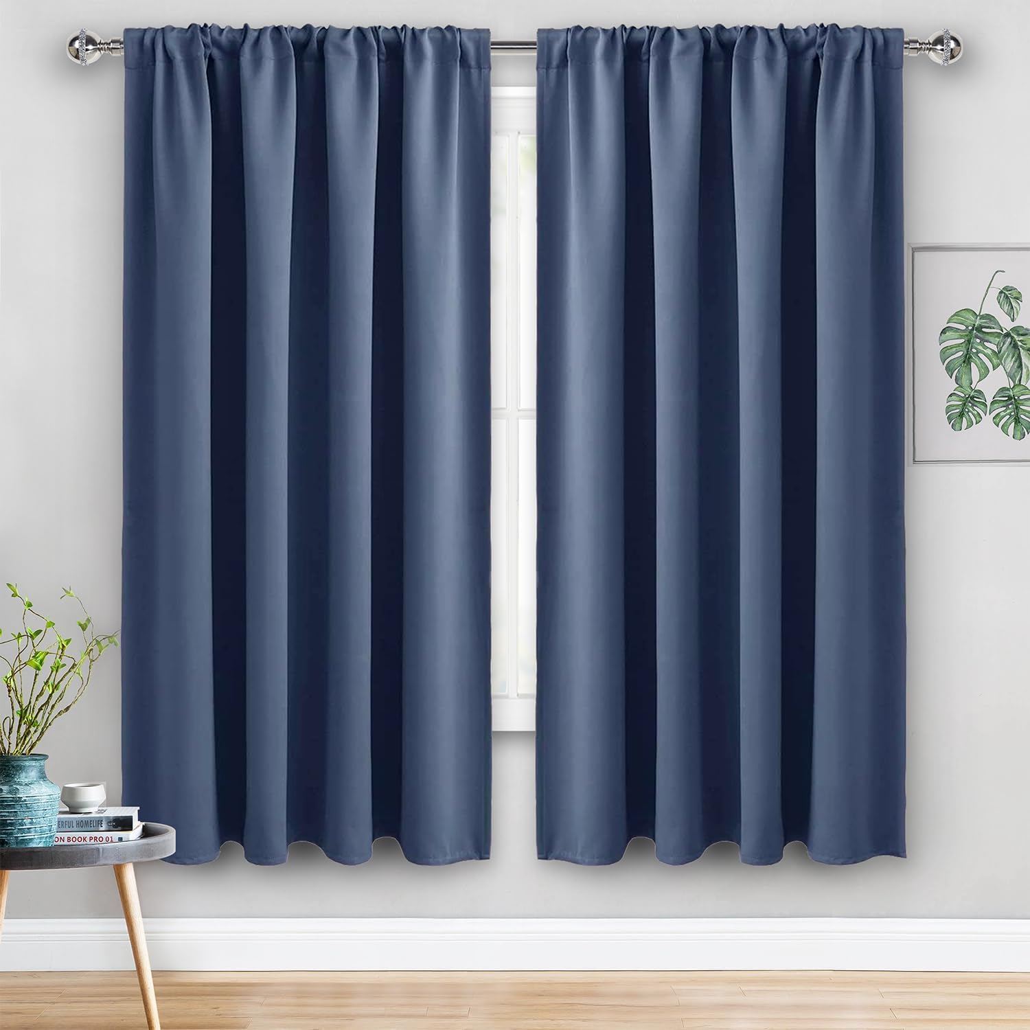 Jiuzhen Blackout Curtains for Bedroom - 60 Inch Wide Thermal Insulated Room Darkening Privacy Soundproof Curtains for Living Room, Set of 2…