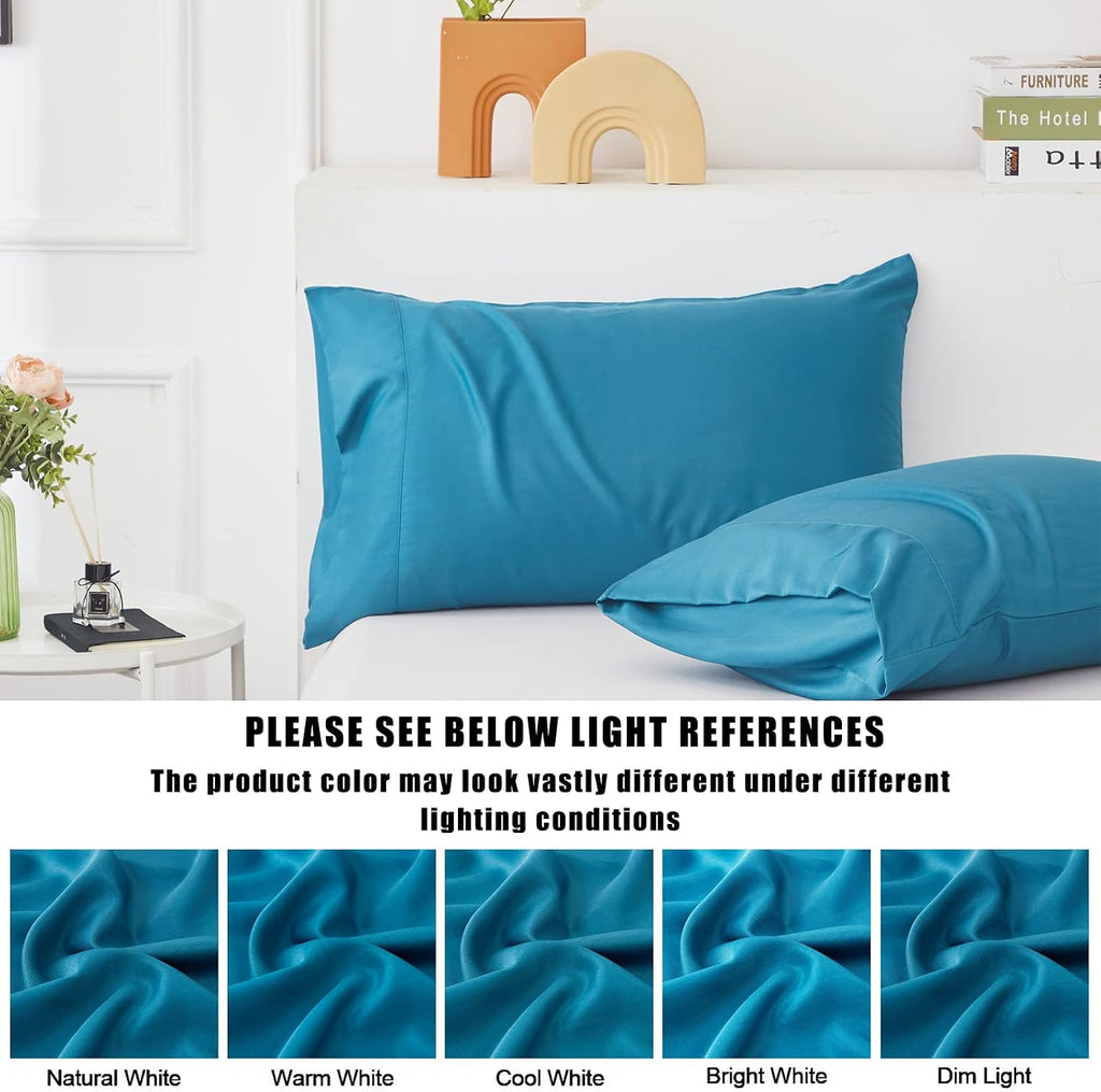 Pillow Cases Standard Size 2 Pack, Bamboo Rayon Cooling Pillowcases with Envelope Closure, Cool Breathable Pillow Case for Hot Sleepers &…