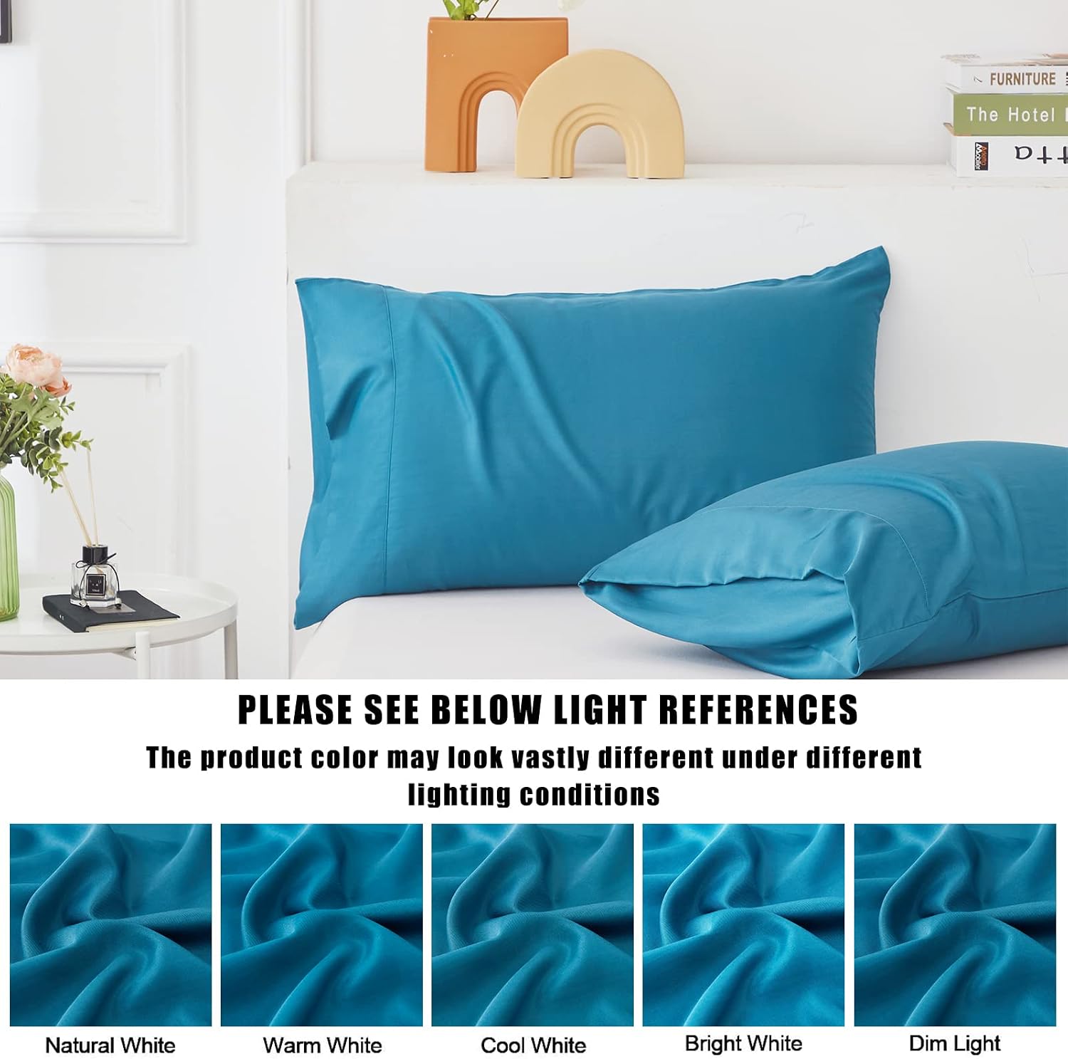 Pillow Cases Standard Size 2 Pack, Bamboo Rayon Cooling Pillowcases with Envelope Closure, Cool Breathable Pillow Case for Hot Sleepers &…