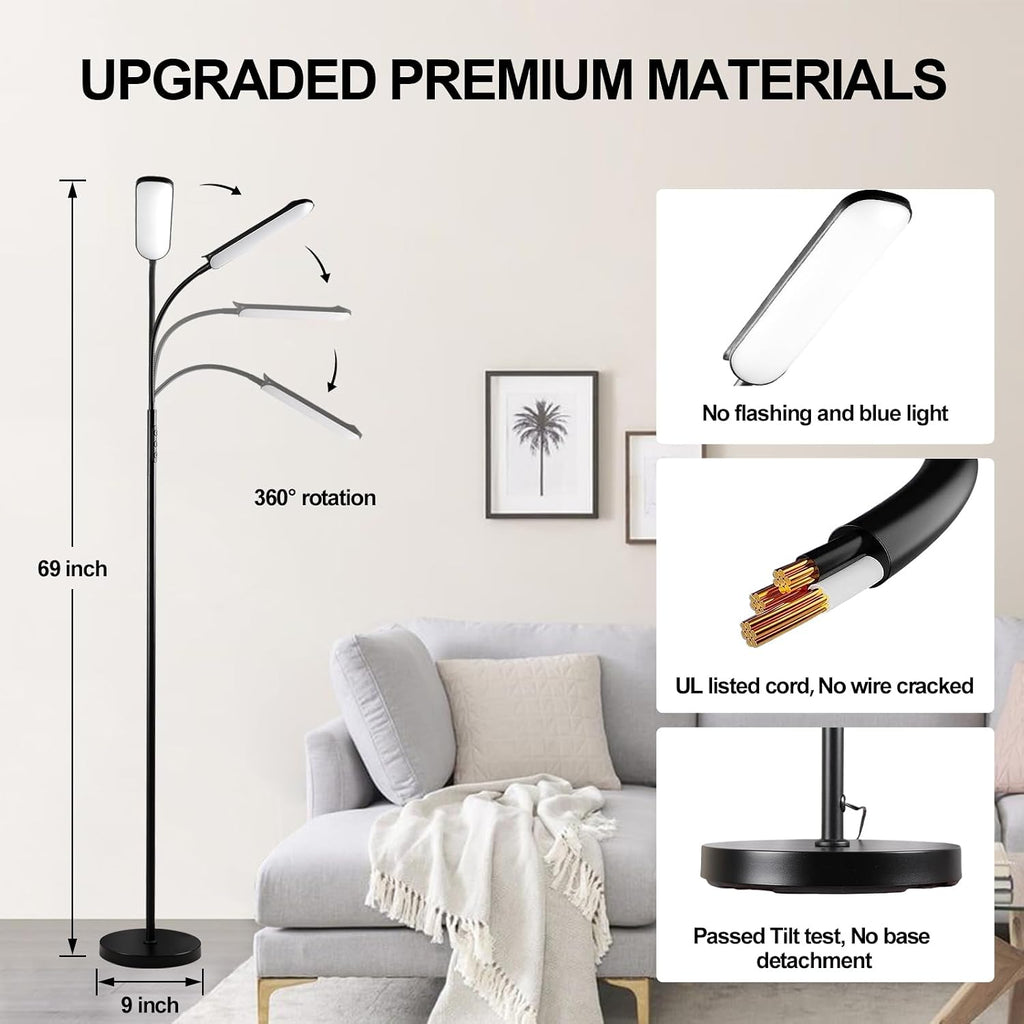 Marctronic Floor Lamp 2 Pack, 18W 1800LM Bright LED Floor Lamp with 2 Remotes & Works with Smart Plug, Dimmable Timing Eye Caring Standing…
