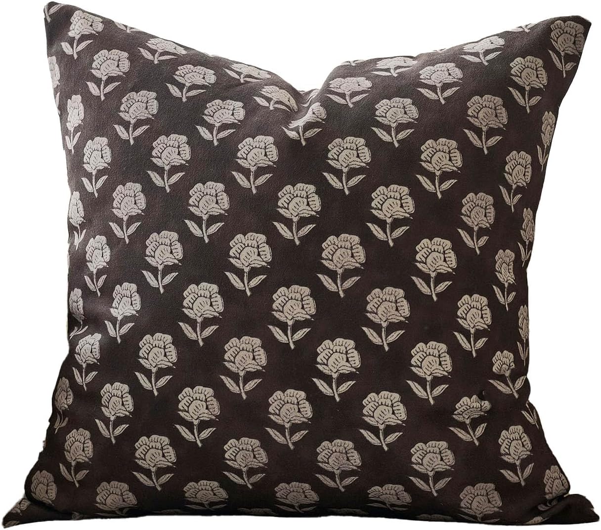 Domvitus Floral Pillow Covers 24x24 Throw Pillow Covers Decorative Block Floral Print Vintage Pillow Cover for Living Room Couch Bed, Black…