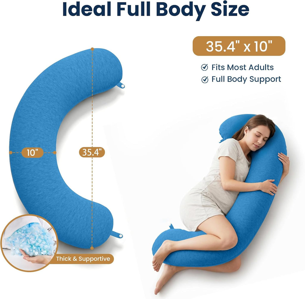 TranquilRelax TranquilRelax C Shaped Body Pillow for Side Sleepers, Memory Foam Long Pillow for Leg, Hip & Back Support, Soft Washab…