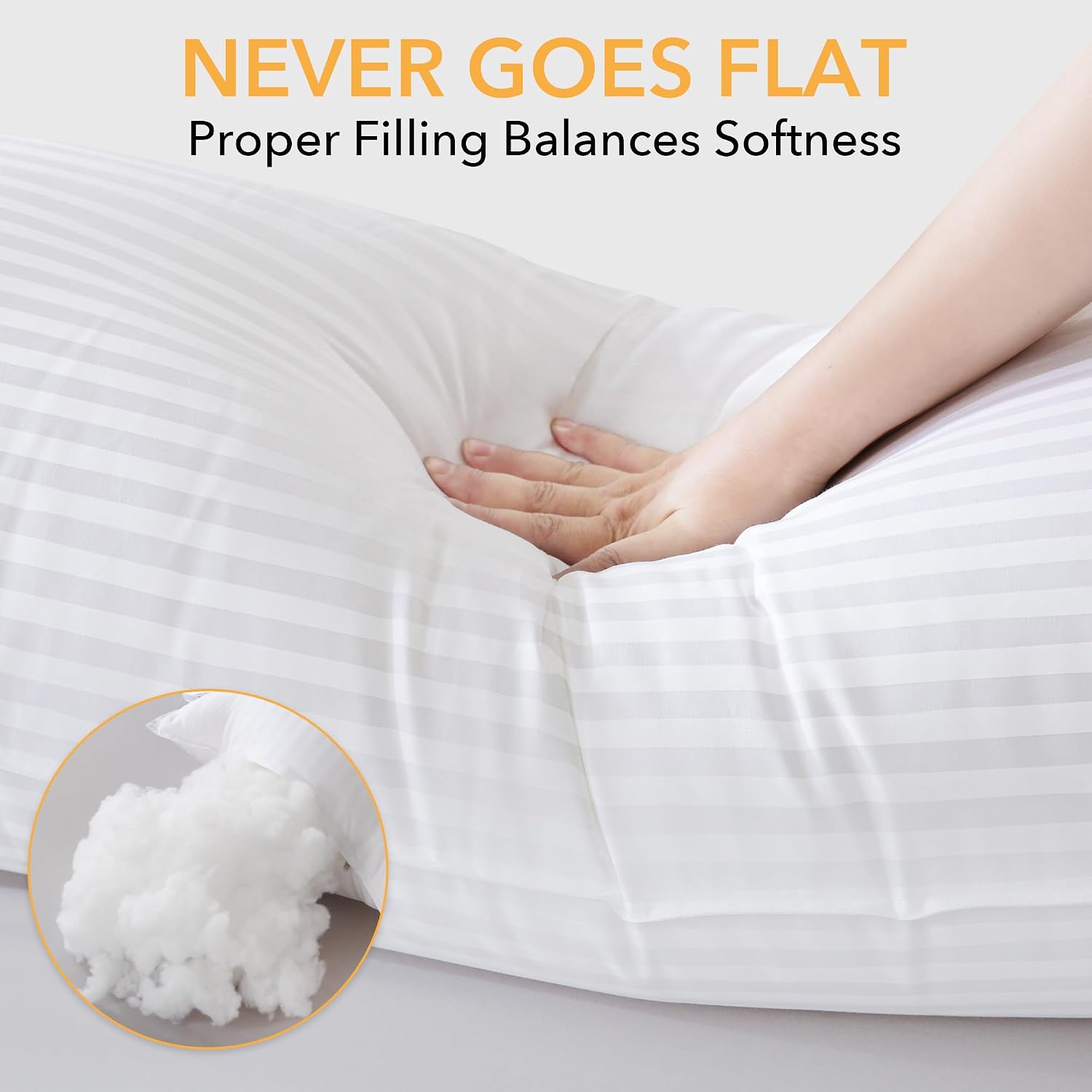 Oubonun Striped Body Pillow, Breathable Cooling Cotton Cover, Soft and Fluffy 3D Down Alternative Microfiber Filled, Long Bed Pillow for Si…