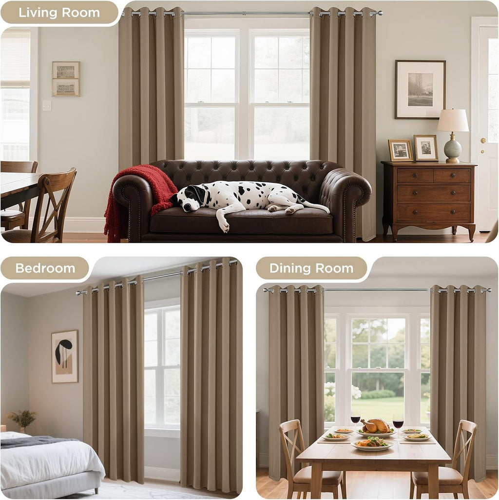 Joydeco Blackout Curtains 90 Inches Long 1 Panel, Thermal Insulated Long Curtains& Drapes 1 Piece, Room Darkening Grommet Drapes for Living…