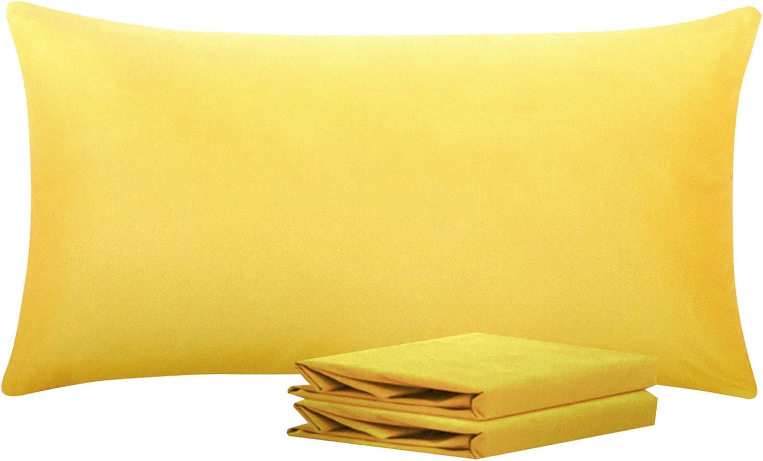Ntbay King Pillowcase Set - 2 Pack Brushed Microfiber 20x40 Pillowcases - Soft, Wrinkle-Free, Fade-Resistant, Stain-Resistant, Yellow Pillo…