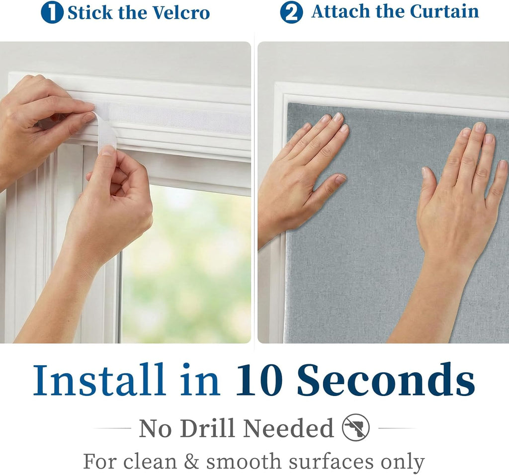 100% Self Adhesive Blackout Curtains- Stick on Curtains Shades Window Blinds Curtain No Rod Needed Easy to Hang Curtain, Use for Bedroom…