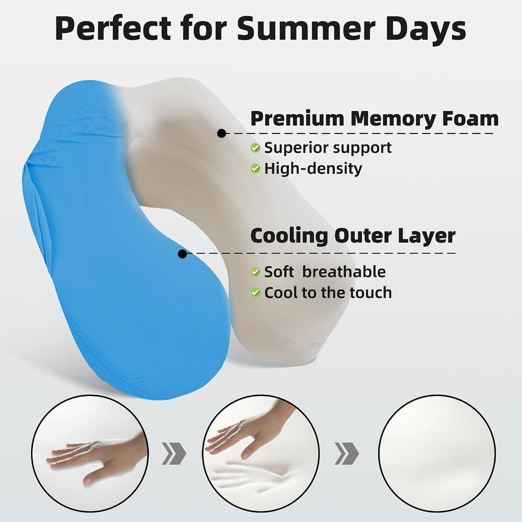 Privacy-Friendly Hooded Travel Pillow for Kids & Adults, Sensory-Friendly, Memory Foam Neck Support for Airplane, Car & Train, Breathable…