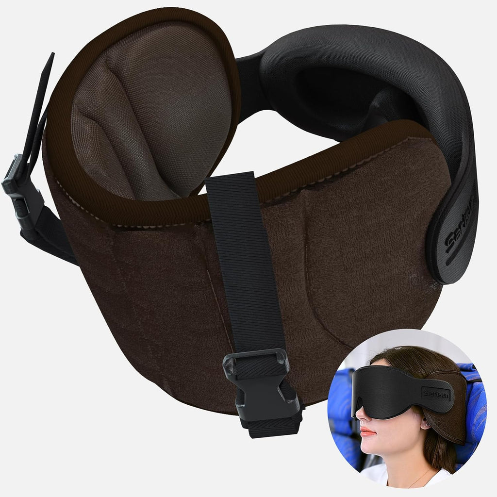 SARISUN Travel Pillows for Airplanes, Airplane Pillow with Eye Mask for Long Flight, Airplane Head Strap for Sleeping, 360° Support…