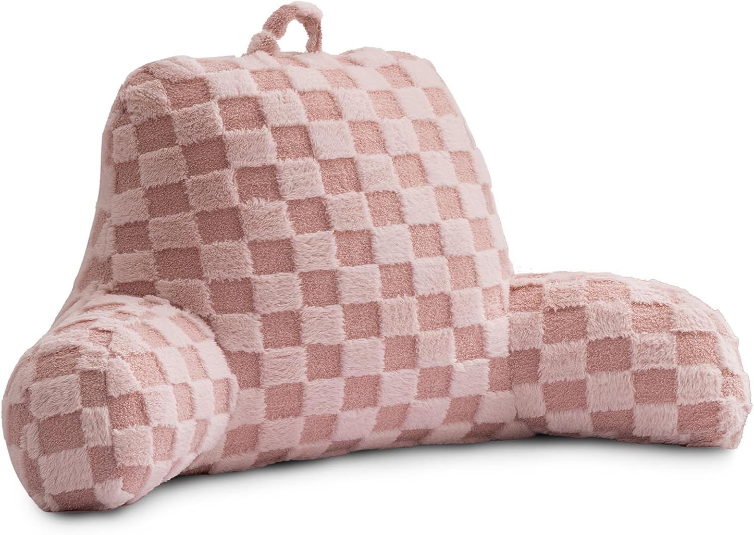 Holawakaka Checkered Reading Pillow for Sitting up in Bed Sofa Kids Teens, Backrest Pillow with Arms for Boys Girls Women Petites Pregnancy…