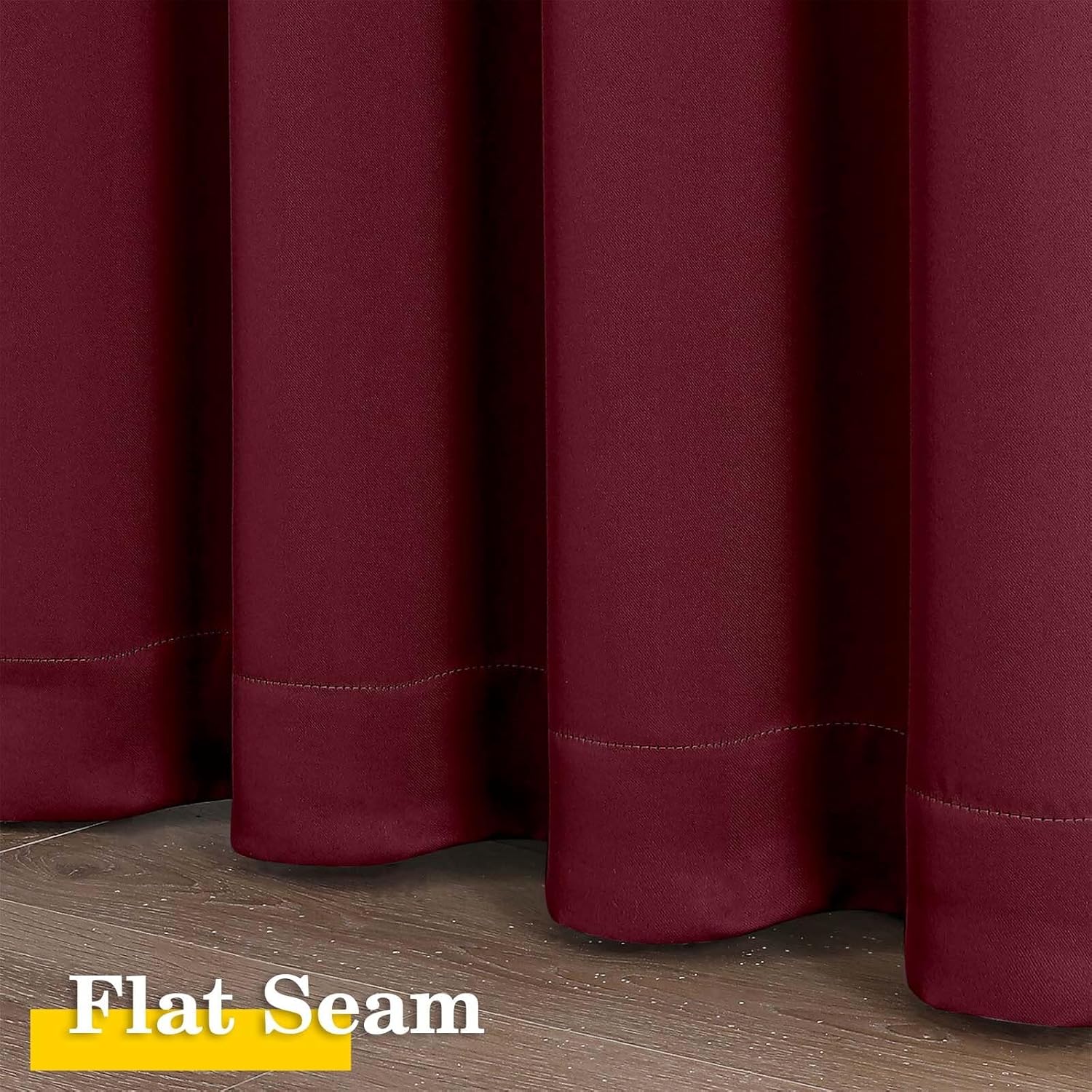 WelvetBLK Burgundy Room Darkening Curtains for Bedroom Living Room 45 Inch Length 2 Panels Set, Soft Solid Thermal Insulated Rod Pocket Sho…
