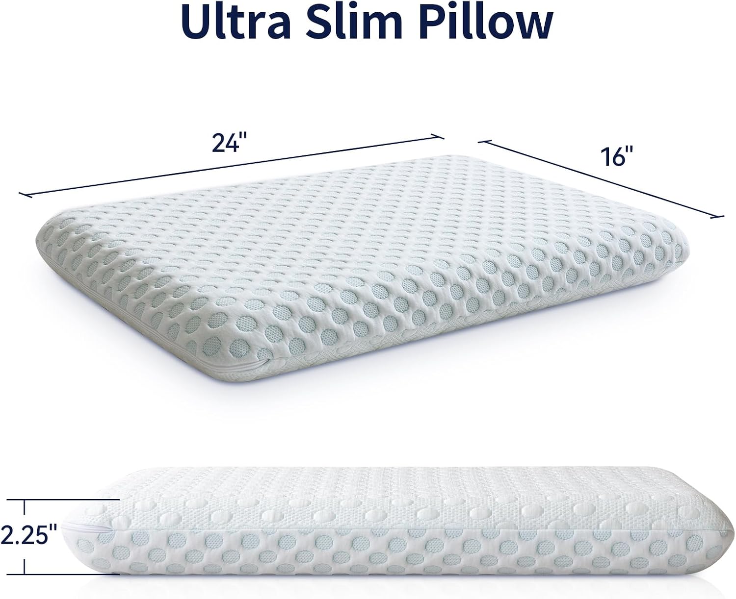 HcoreMemoryFoamHome Hcore Ultra Thin Pillow 2.25" Stomach Sleeping, Pillow for Side Back Stomach Sleepers, Gel Infused Memory Foam Pil…