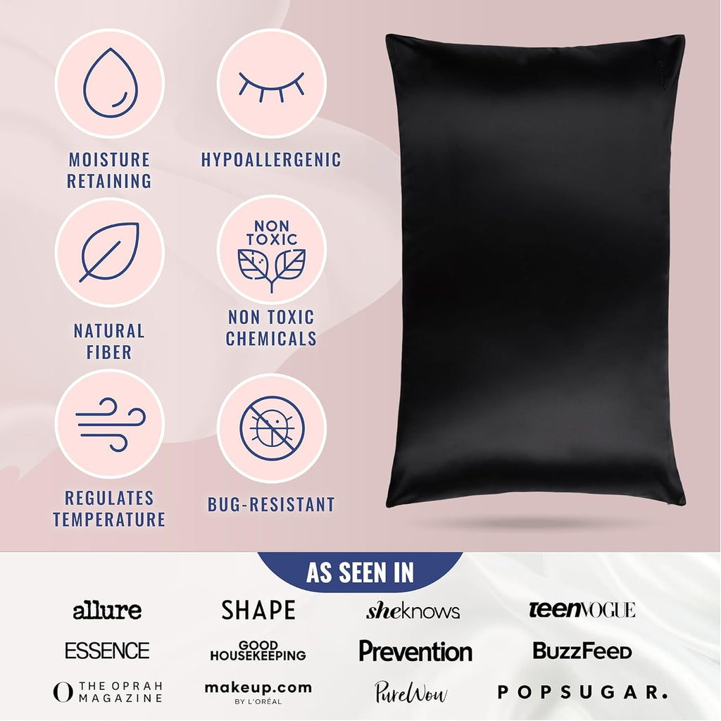 Blissy Silk Pillowcase - 100% Pure Mulberry Silk - 22 Momme 6A High-Grade Fibers - Silk Pillow Cover for Hair & Skin - Regular, Queen &…
