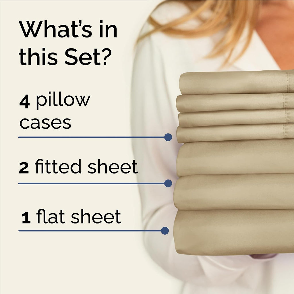 Split King 7 Piece Sheet Set - Comfy Breathable & Cooling - Hotel Luxury Bedding for Women, Men, Kids, Teens & Children - 1 Flat & 2…